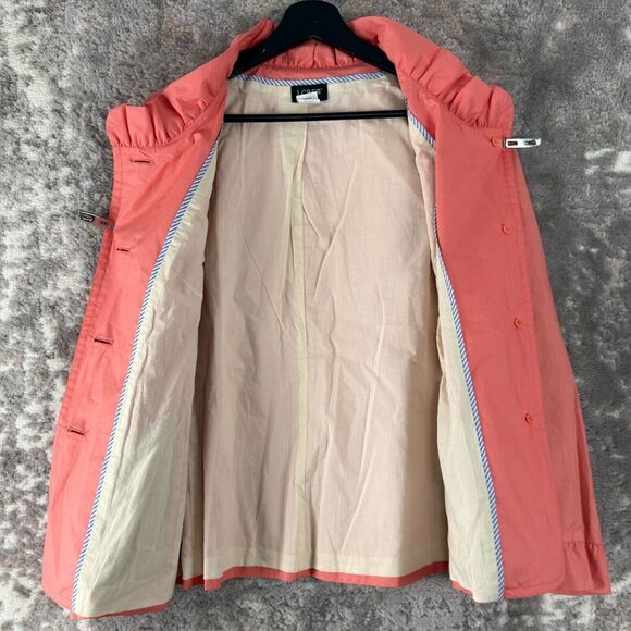 J Crew Womens Size 6 Cotton Button Coat Pink Lined Long Sleeve Outdoor Jacket - Picture 4 of 9